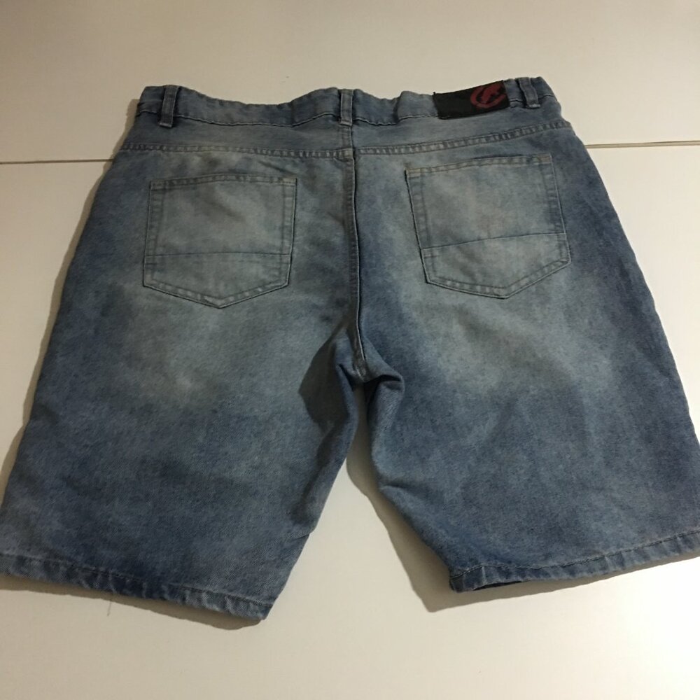Ecko Unltd Relaxed Mens Denim Shorts Size 38 Distressed Street Hip Hop Y2K - Picture 4 of 9